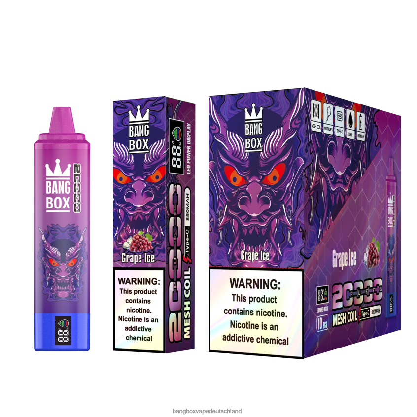 Bang Vape Deutschland - 6ZZLF861 Bang Box 20.000 Züge intelligenter Bildschirm Traubeneis
