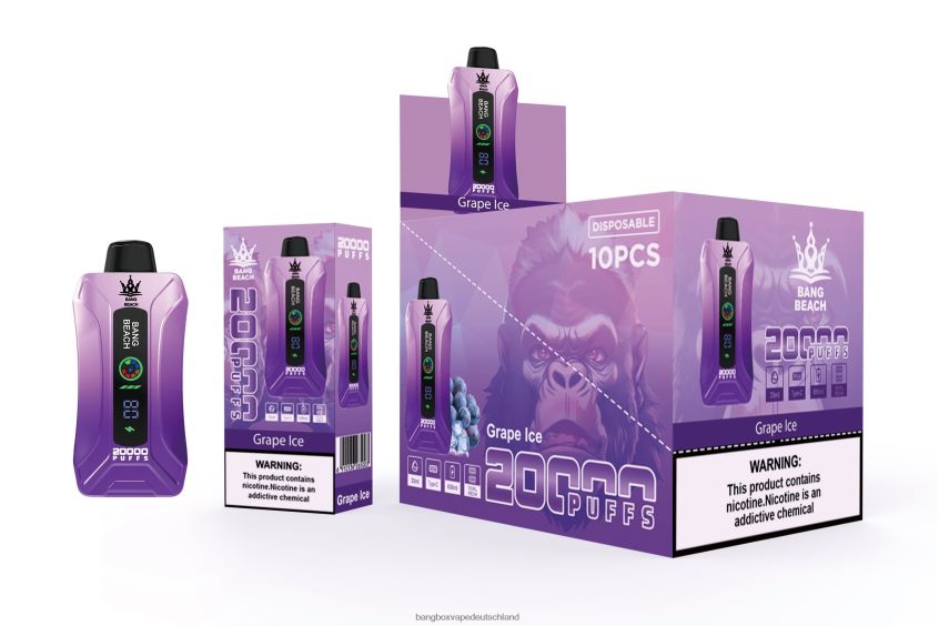Bang Beach Vape - 6ZZLF810 Bang Beach 20000 Züge Smart Screen Vape Traubeneis