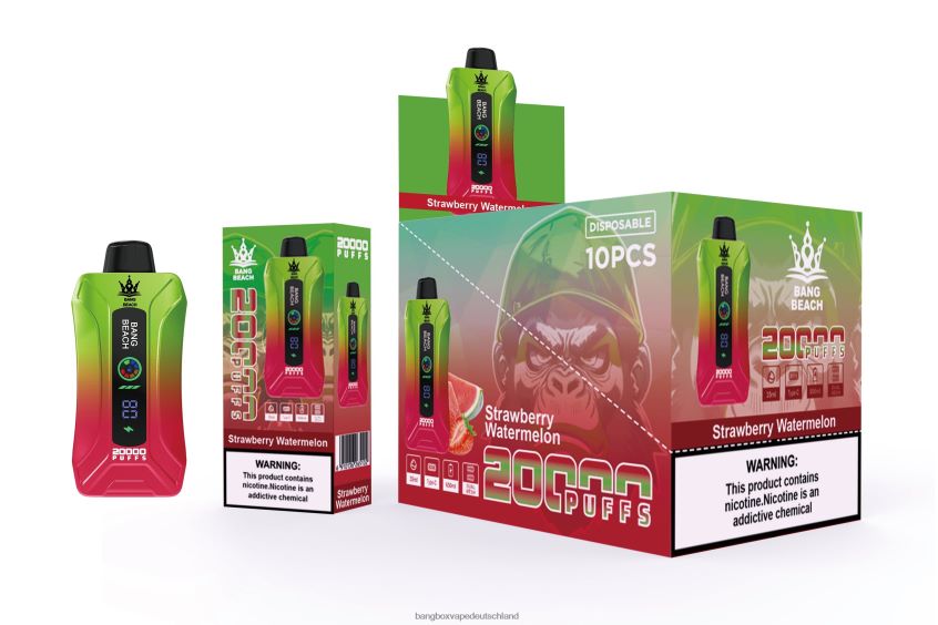 Bang Beach Vape - 6ZZLF83 Bang Beach 20000 Züge Smart Screen Vape Erdbeerwassermelone