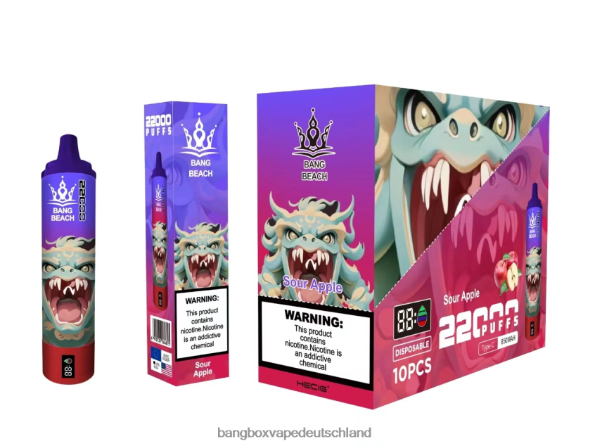 Bang Beach Vape - 6ZZLF813 Bang Beach 22000 Züge intelligenter Bildschirm saurer Apfel