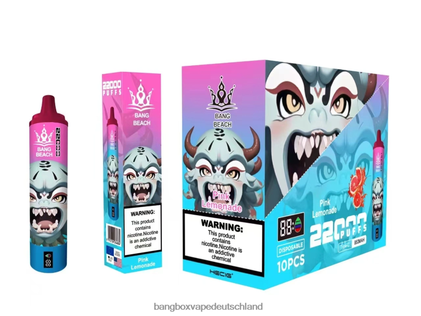 Bang Beach Vape - 6ZZLF815 Bang Beach 22000 Züge intelligenter Bildschirm rosa Limonade